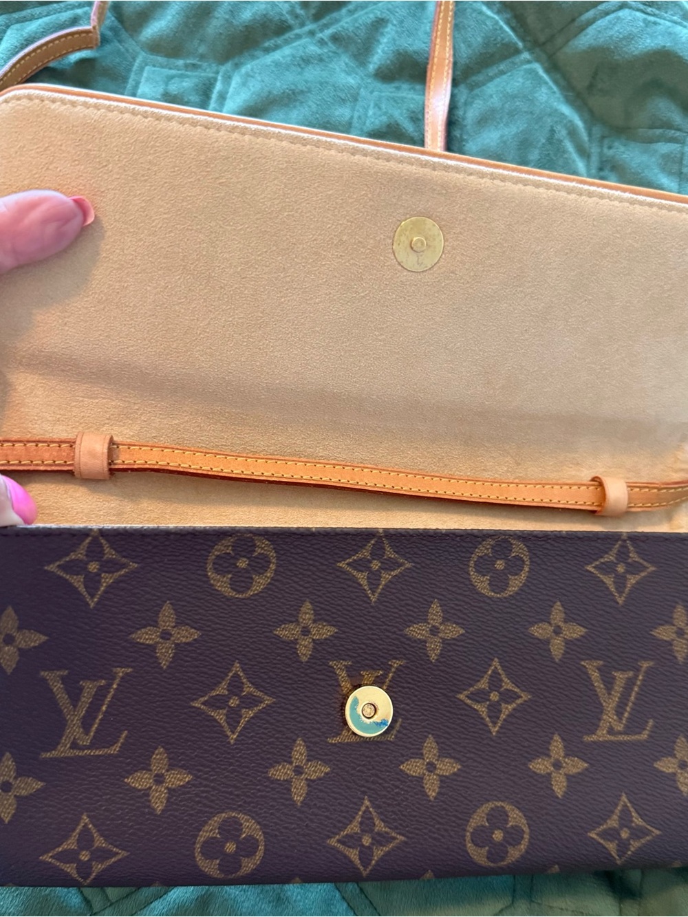 Louis Vuitton Monogram Canvas Shoulder Bag in Brown and Tan